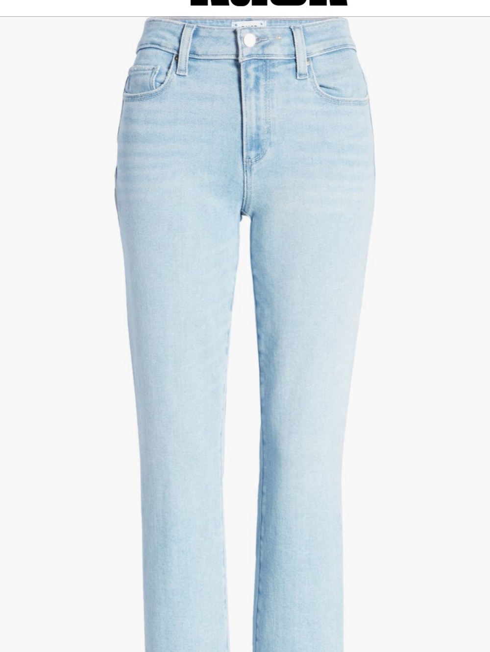 PAIGE Amber Raw Hem Ankle Straight Jeans - Light Blue - Picture 6 of 7